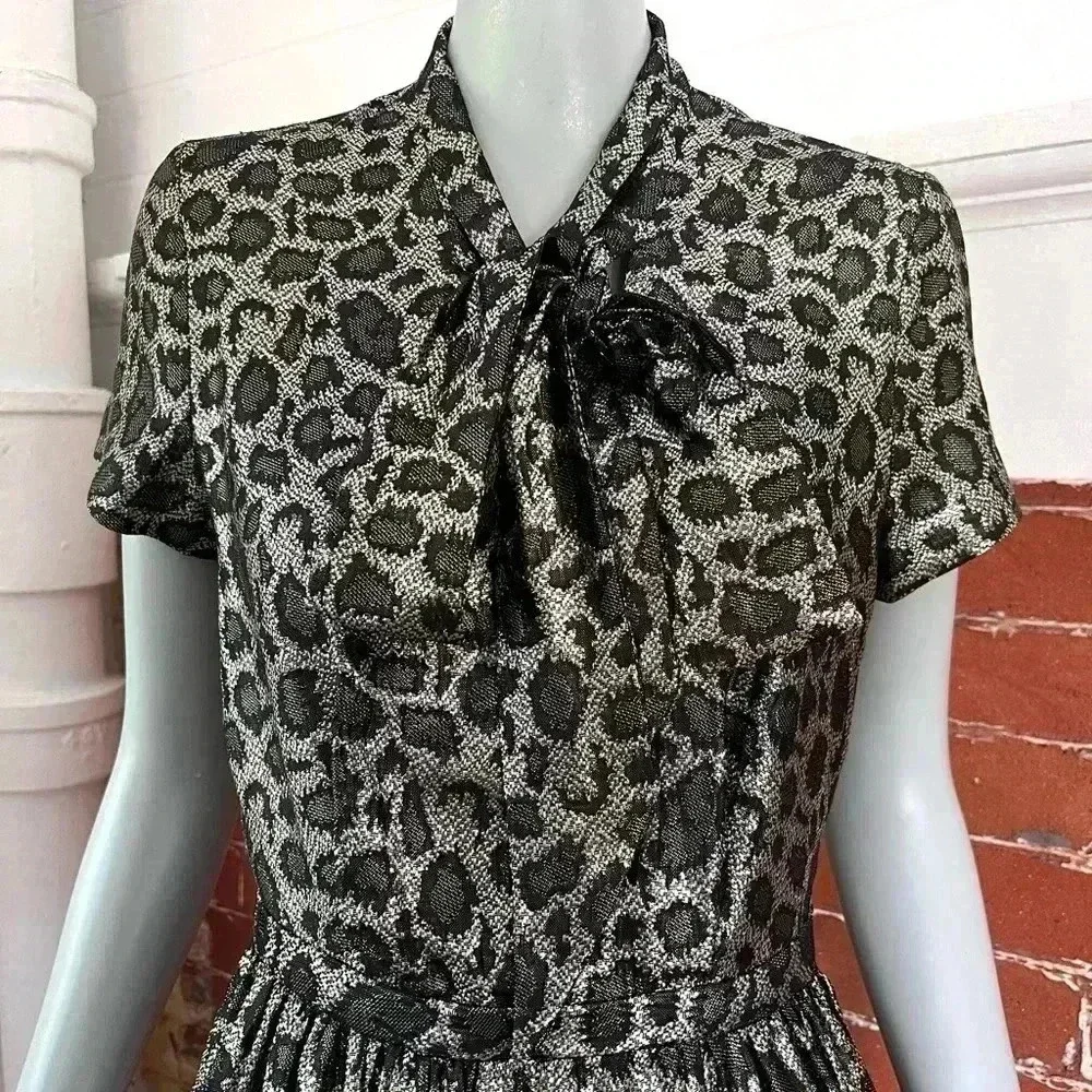 & Other Stories Silk Blend Metallic Anomal Print Mini Cocktail Dress Size 6 - Picture 7 of 16